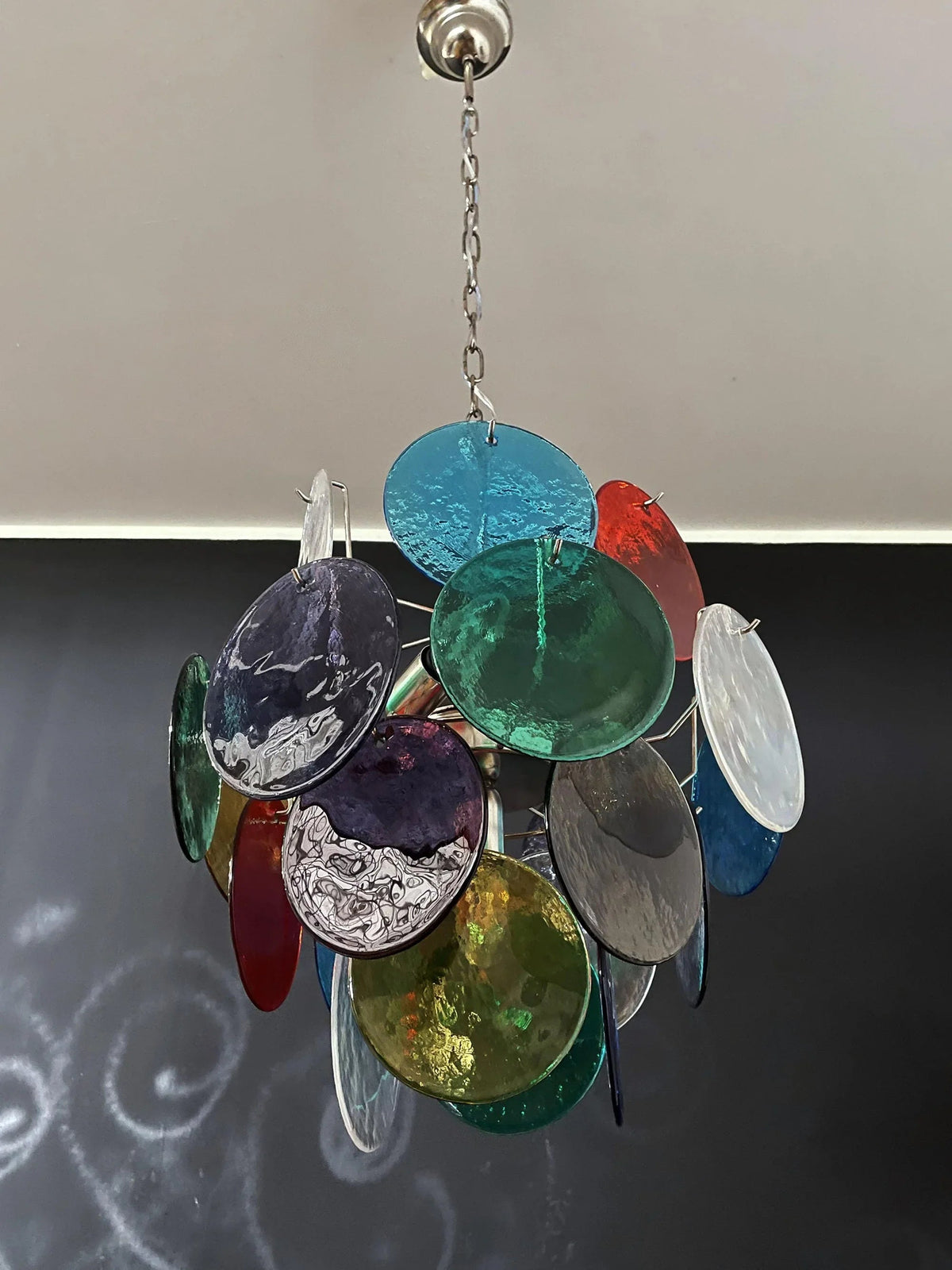 Colored Disc Glass Chandelier – Glass detail 13