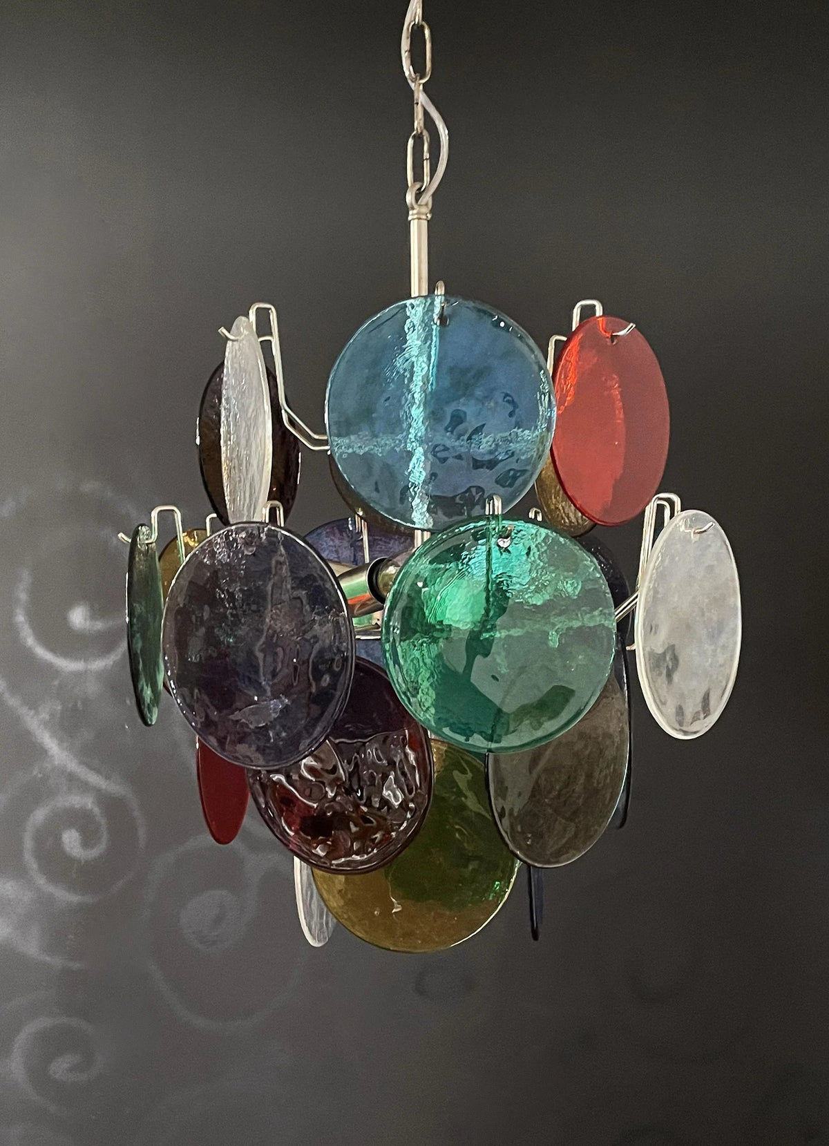 Colored Disc Glass Chandelier – Glass detail 12