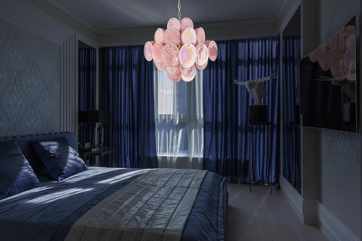 Round Pink Glass Chandelier – Glass detail 10