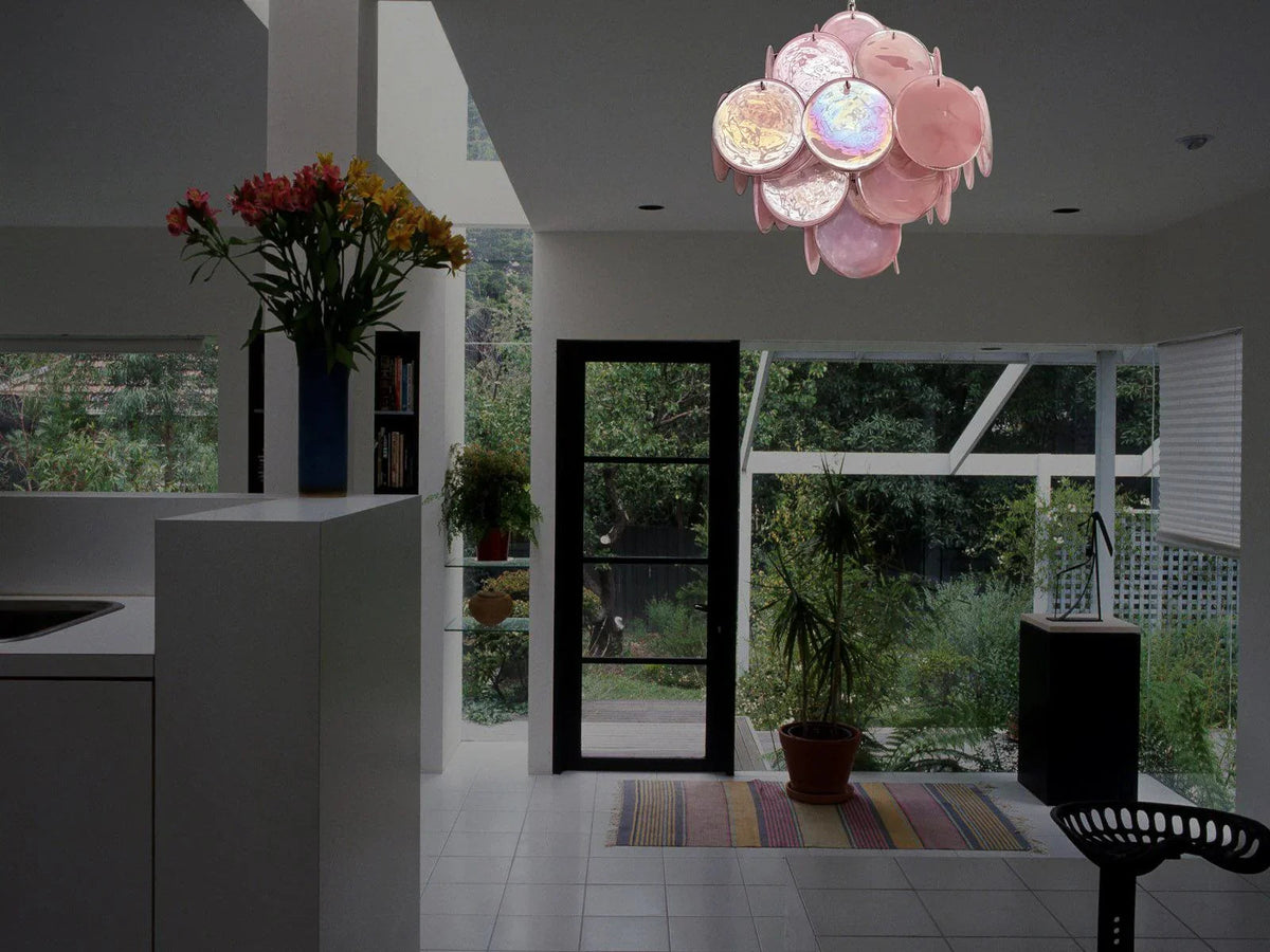 Round Pink Glass Chandelier – Glass detail 12