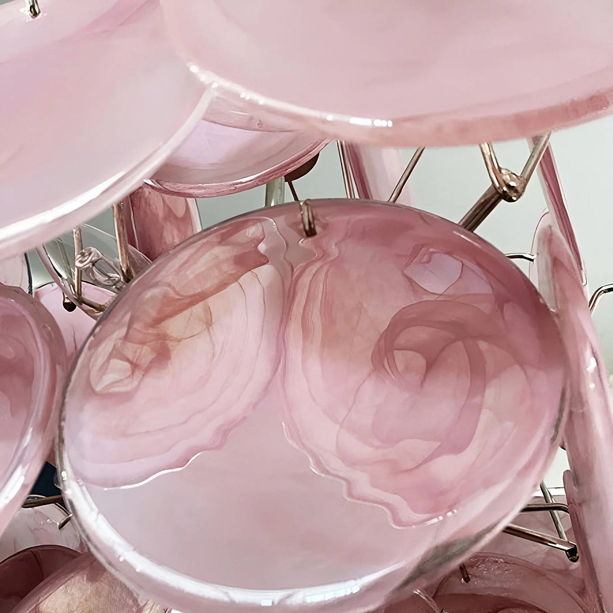Round Pink Glass Chandelier – Glass detail 34