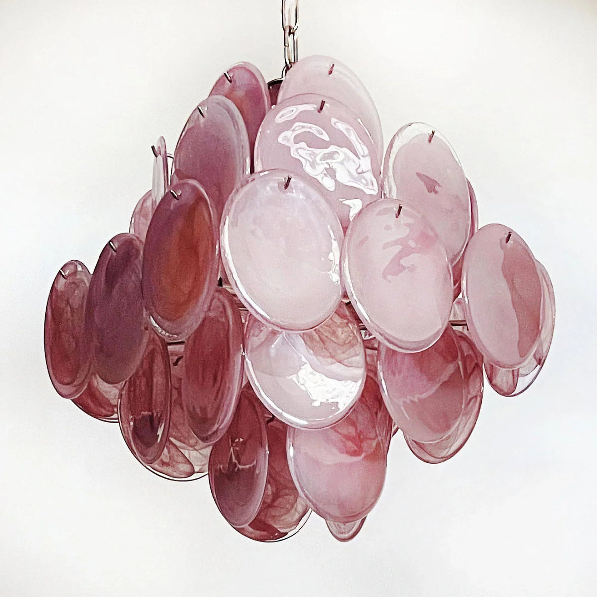 Round Pink Glass Chandelier – Glass detail 36