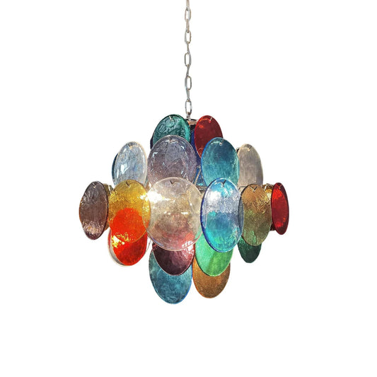 Round Colored Glass Chandelier