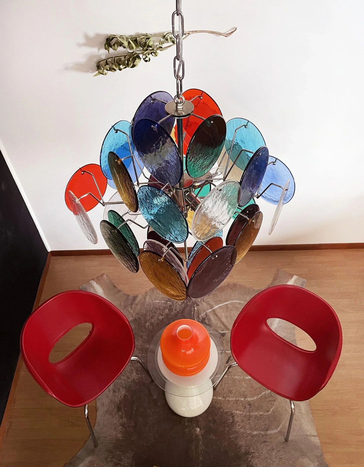 Round Colored Glass Chandelier – Glass detail 3