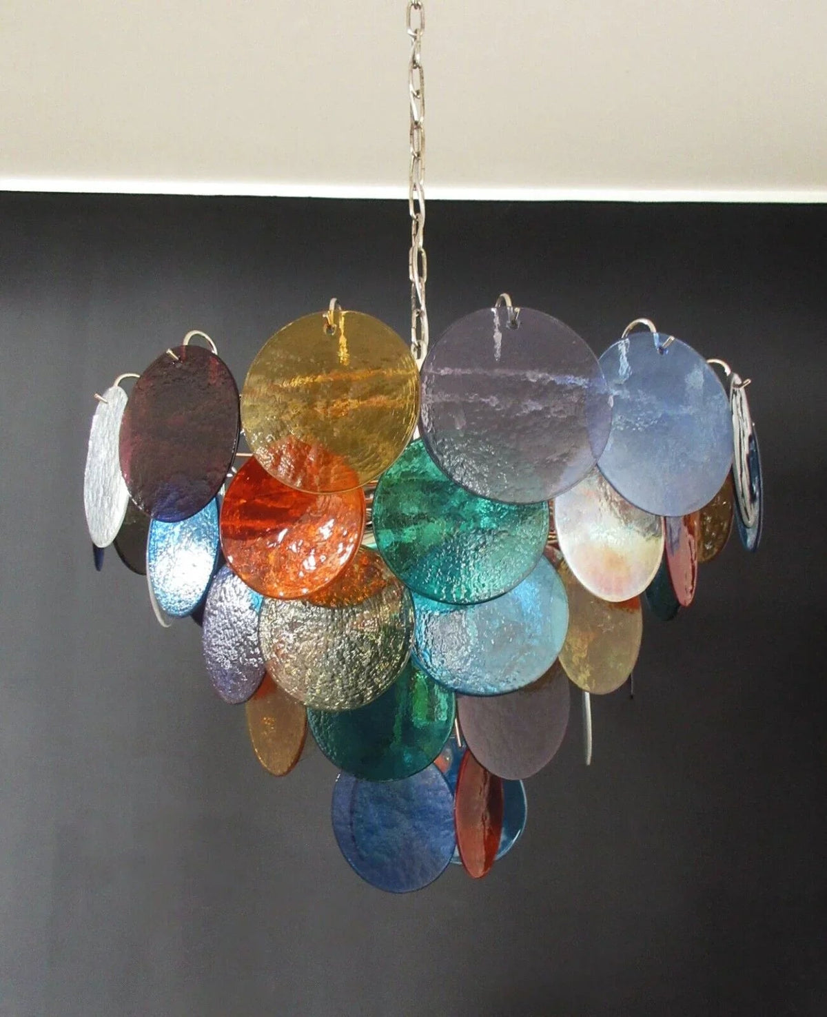 Colorful Disk Glass Round Chandelier – Glass detail 9