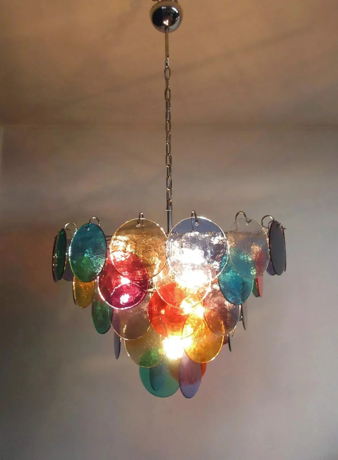 Colorful Disk Glass Round Chandelier – Glass detail 8