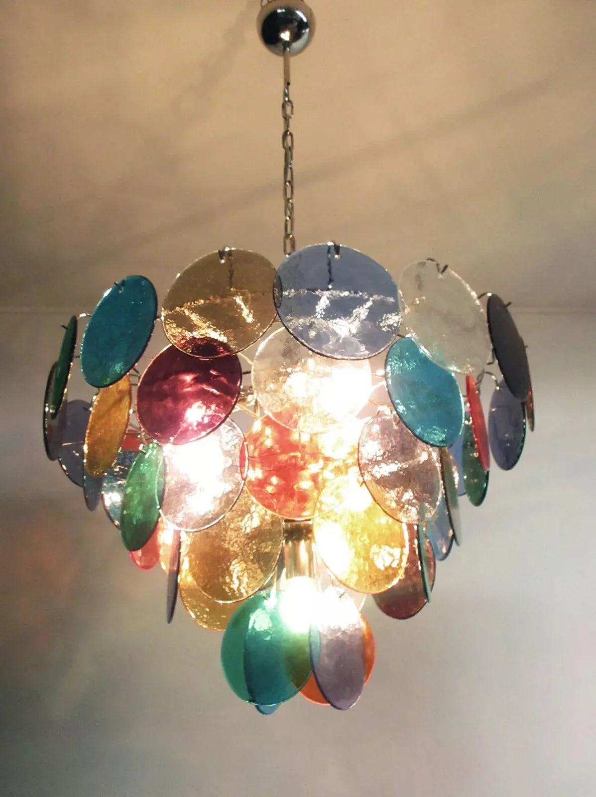 Colorful Disk Glass Round Chandelier – Glass detail 7