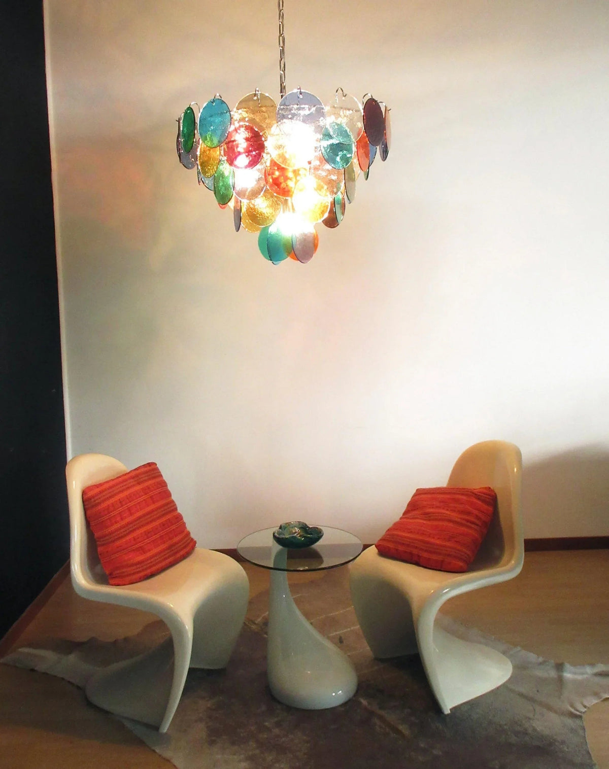 Colorful Disk Glass Round Chandelier – Glass detail 3