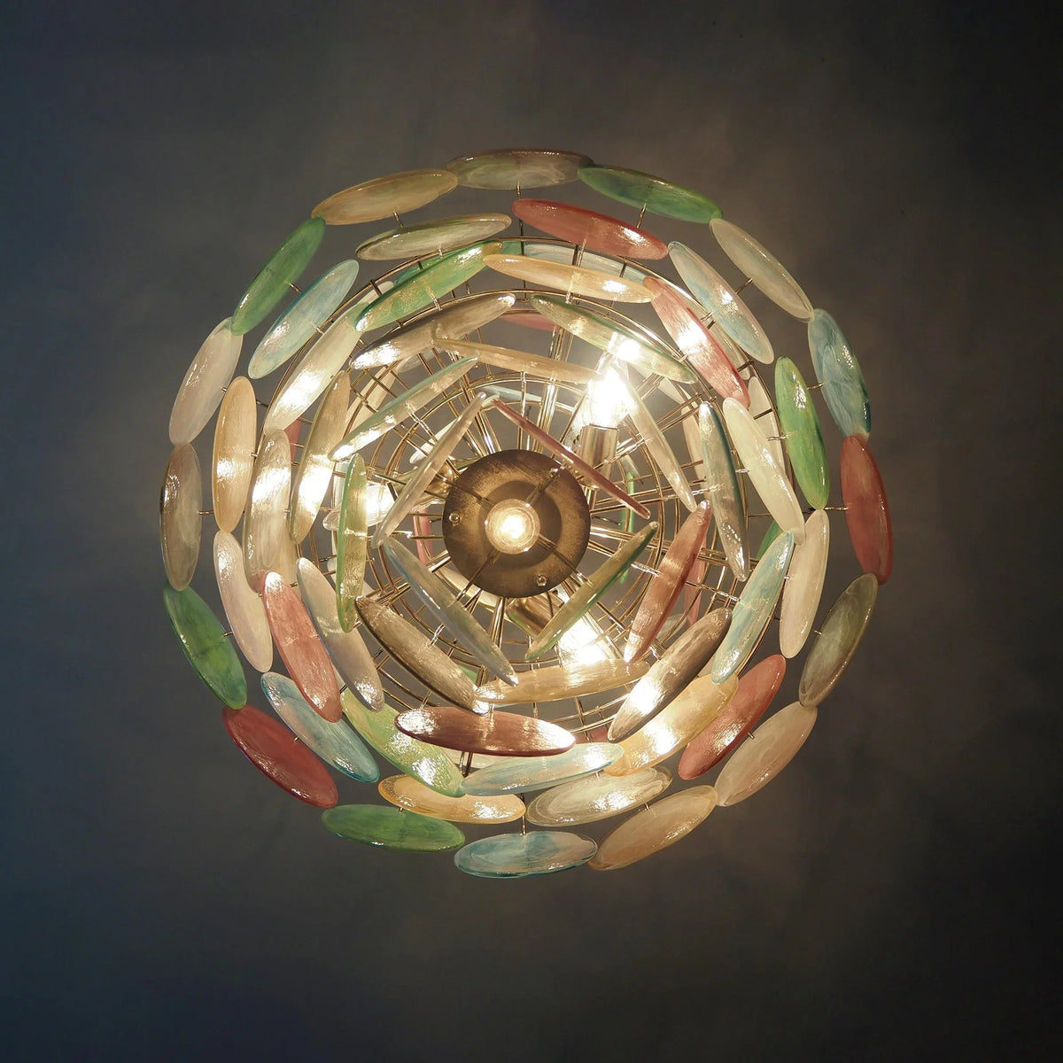Round Colored Layered Glass Chandelier – Glass detail 14