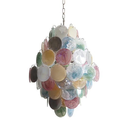 Round Colored Layered Glass Chandelier