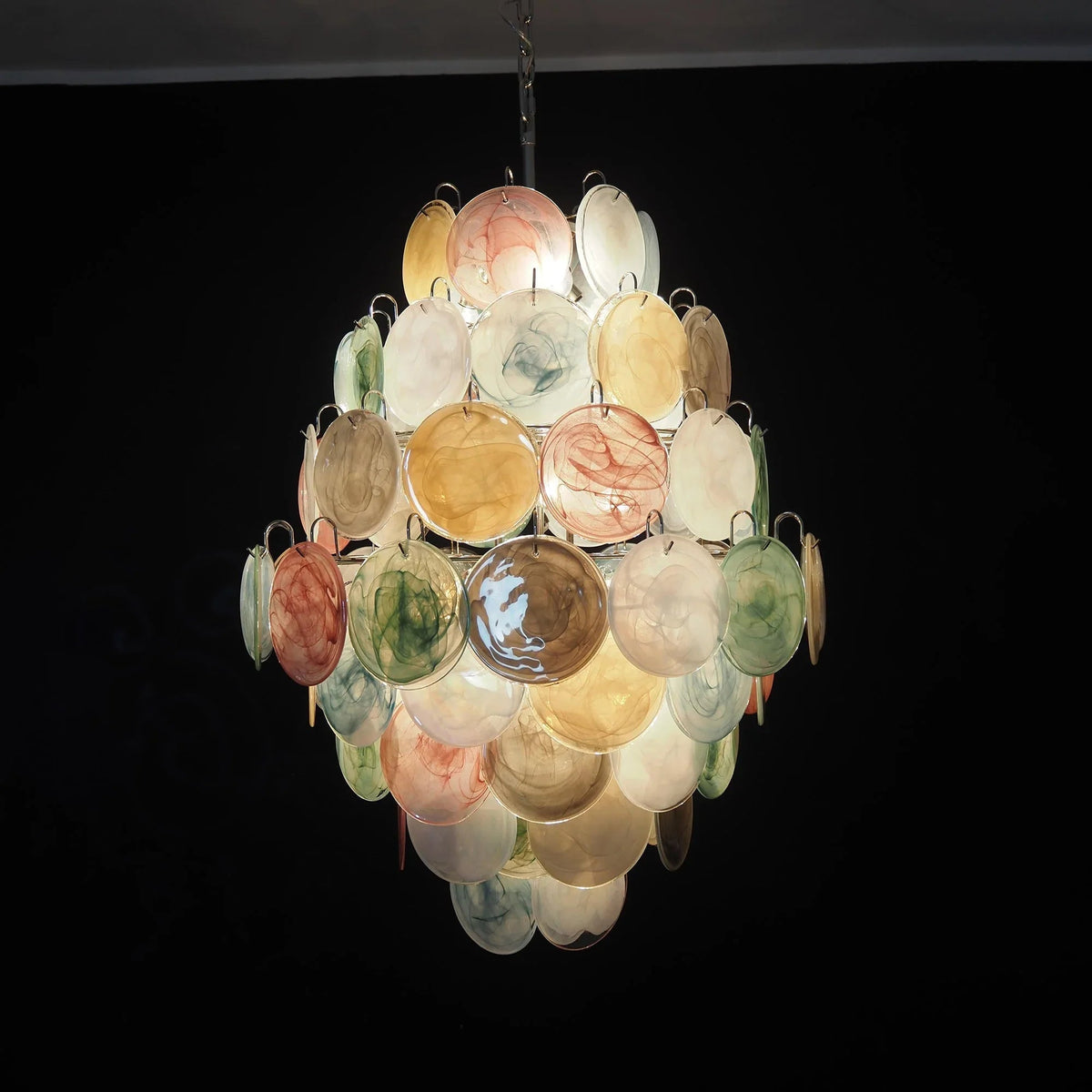 Round Colored Layered Glass Chandelier – Glass detail 11