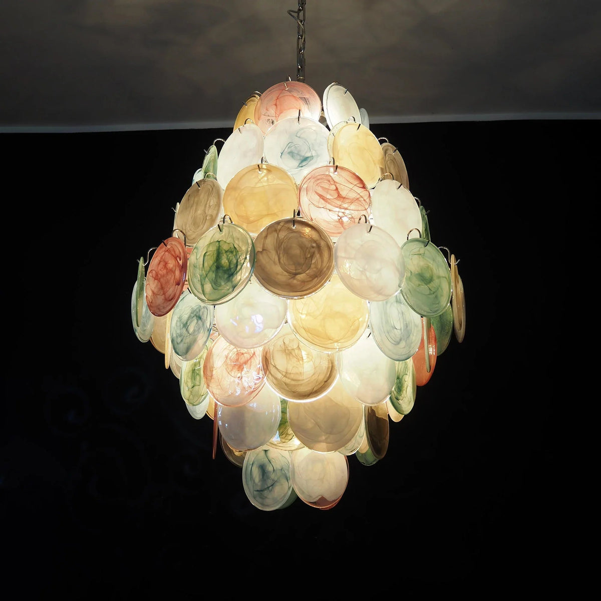 Round Colored Layered Glass Chandelier – Glass detail 10