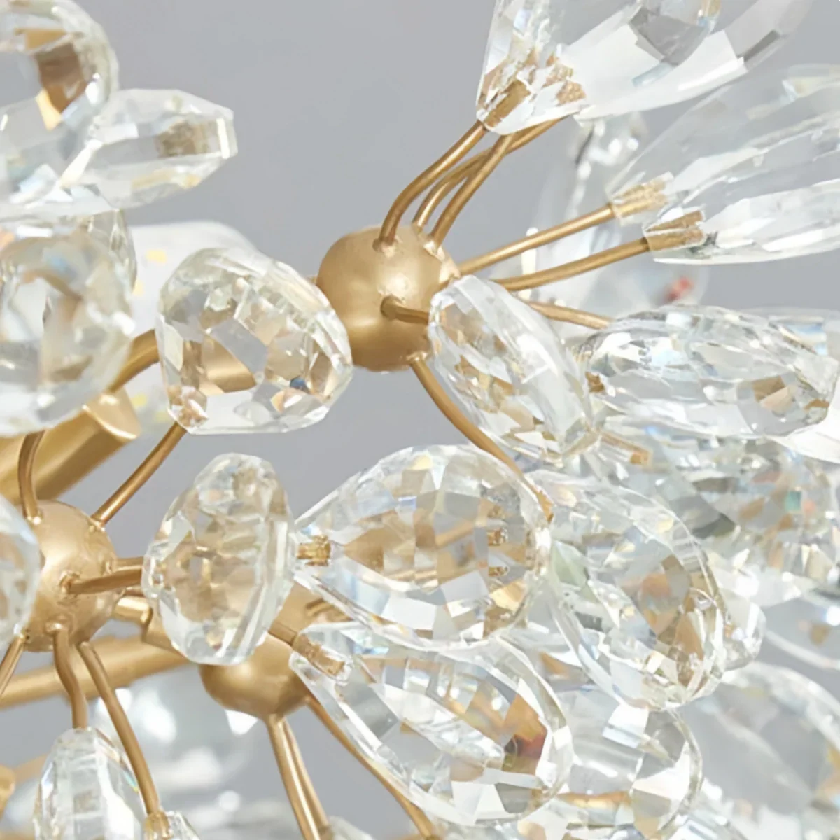 French Semi-Flush Brass Crystal Ceiling Light – Crystal detail 10