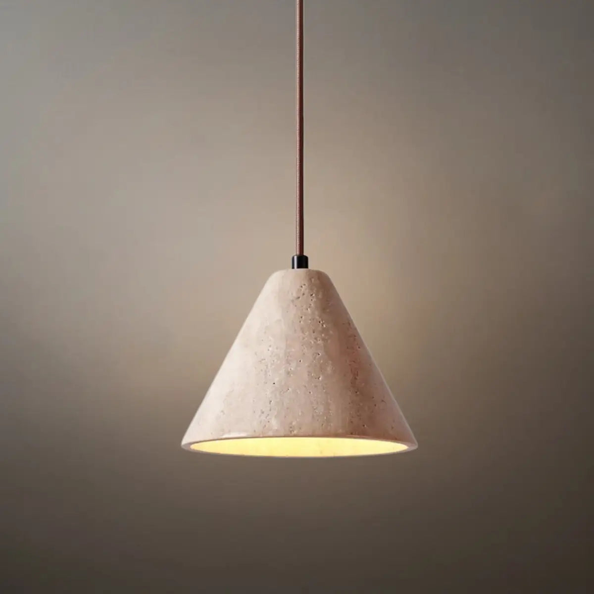 Conical Travertine Pendant Light – Travertine detail 4