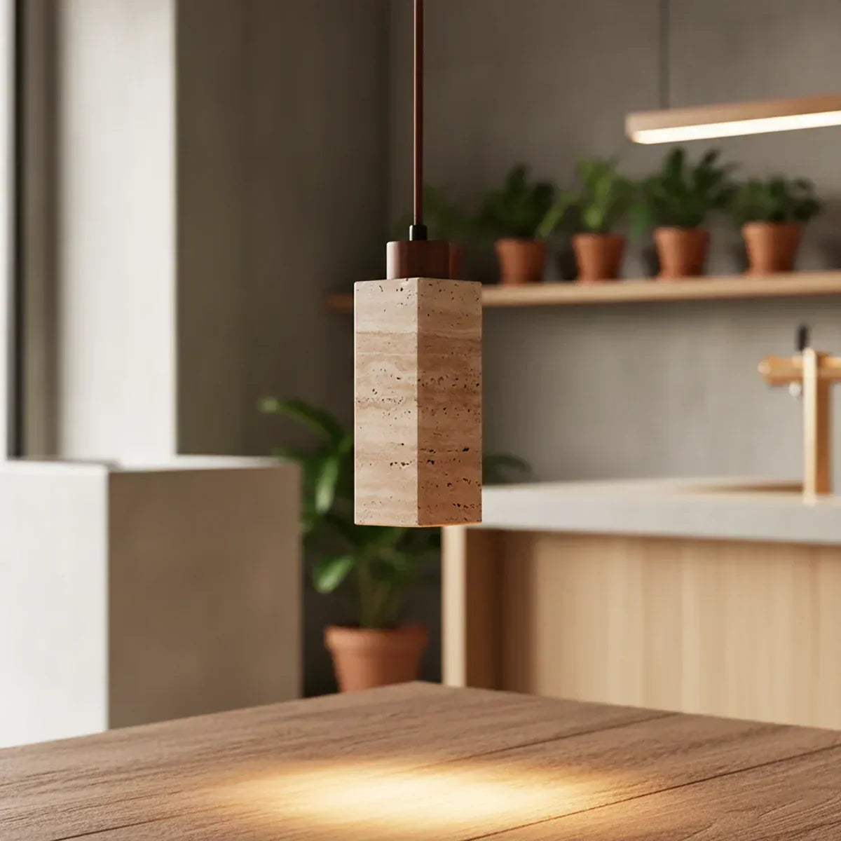 Natural Travertine Pendant Light – Travertine detail 5