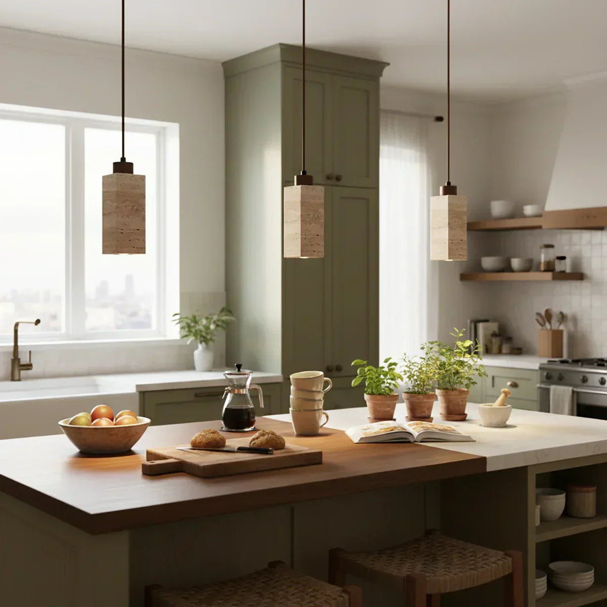 Natural Travertine Pendant Light – Travertine detail 11