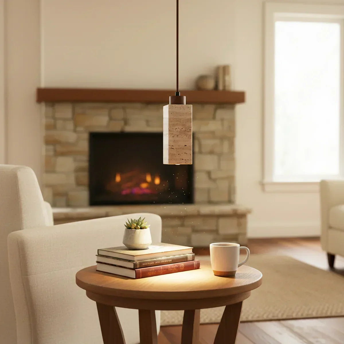 Natural Travertine Pendant Light – Travertine detail 4