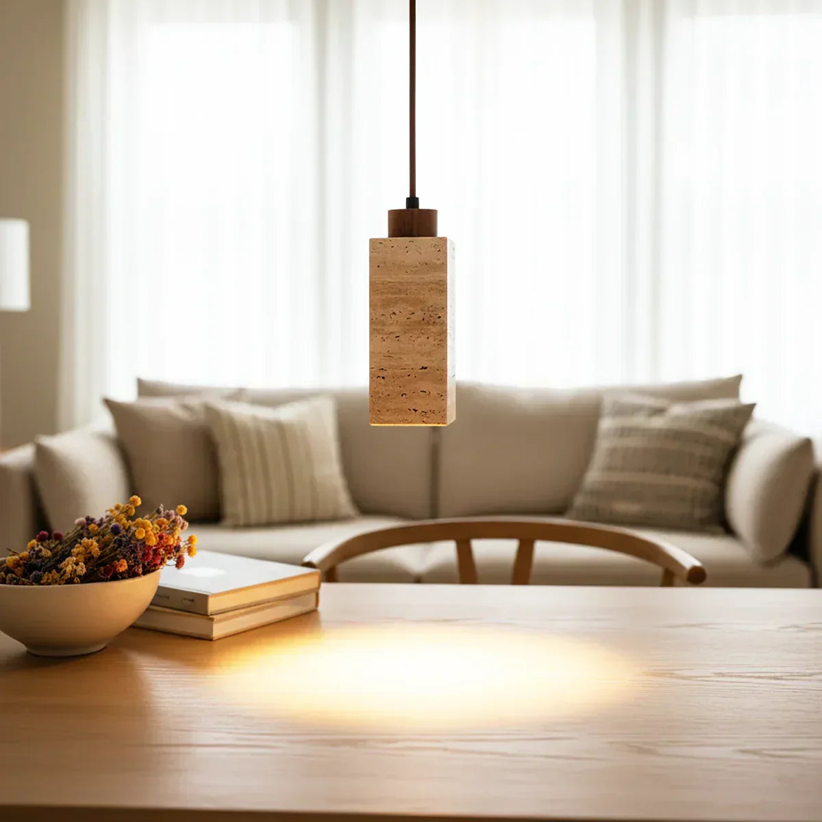 Natural Travertine Pendant Light – Travertine detail 10