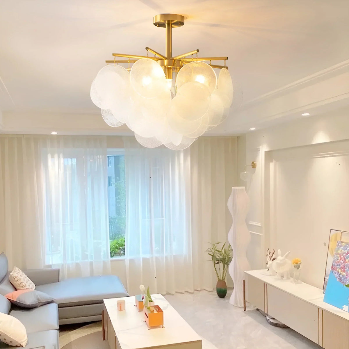Disc Hanging Glass Chandelier – Glass detail 3