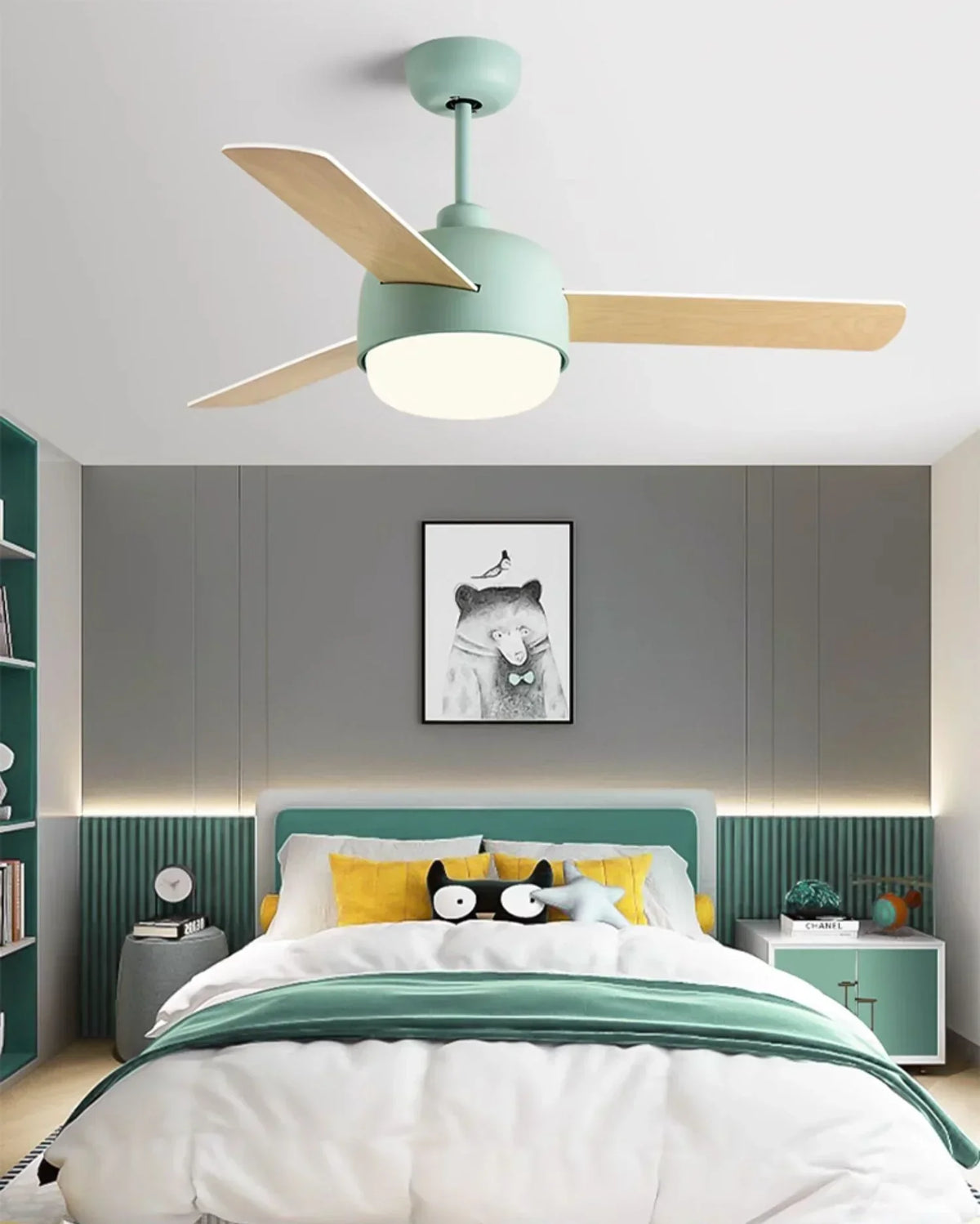 Nordic Macaron Dome Copper Ceiling Fan Light – Copper detail 6