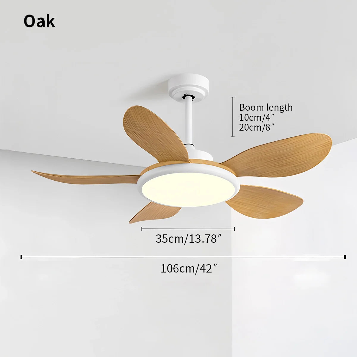 5-Blade Wood Ceiling Fan with Light for Living Room – Wood detail 15