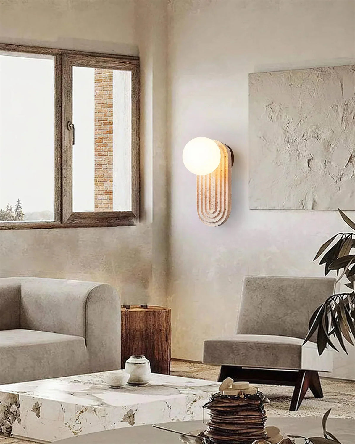 Oval Travertine Trent Wall Lamp – Travertine detail 5