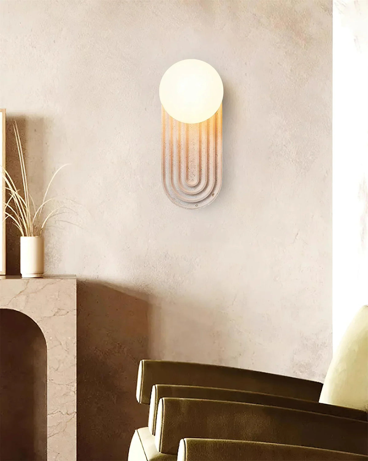 Oval Travertine Trent Wall Lamp – Travertine detail 4