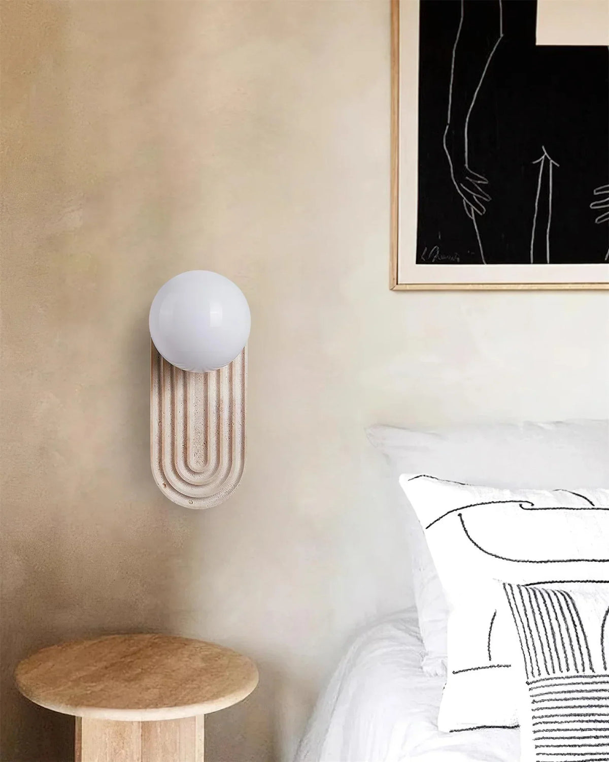 Oval Travertine Trent Wall Lamp – Travertine detail 6