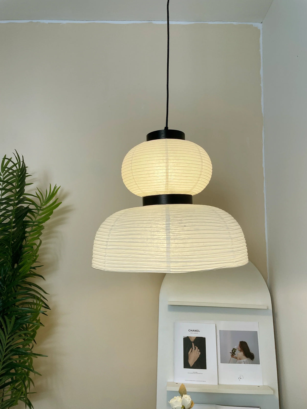 Rice Paper Lantern Oak Pendant Lamp – Oak detail 11