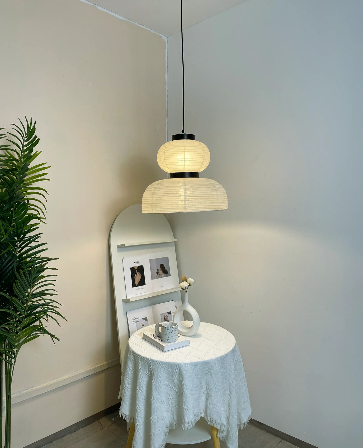 Rice Paper Lantern Oak Pendant Lamp – Oak detail 3