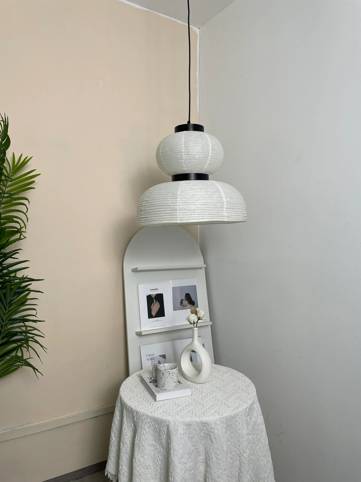 Rice Paper Lantern Oak Pendant Lamp – Oak detail 12