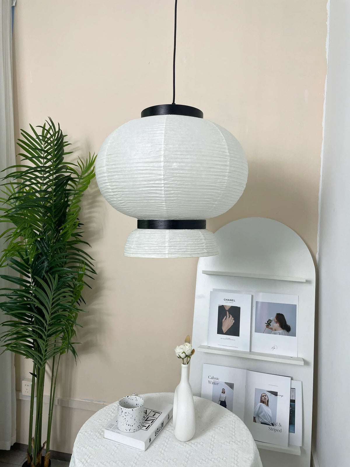 Rice Paper Lantern Oak Pendant Lamp – Oak detail 14