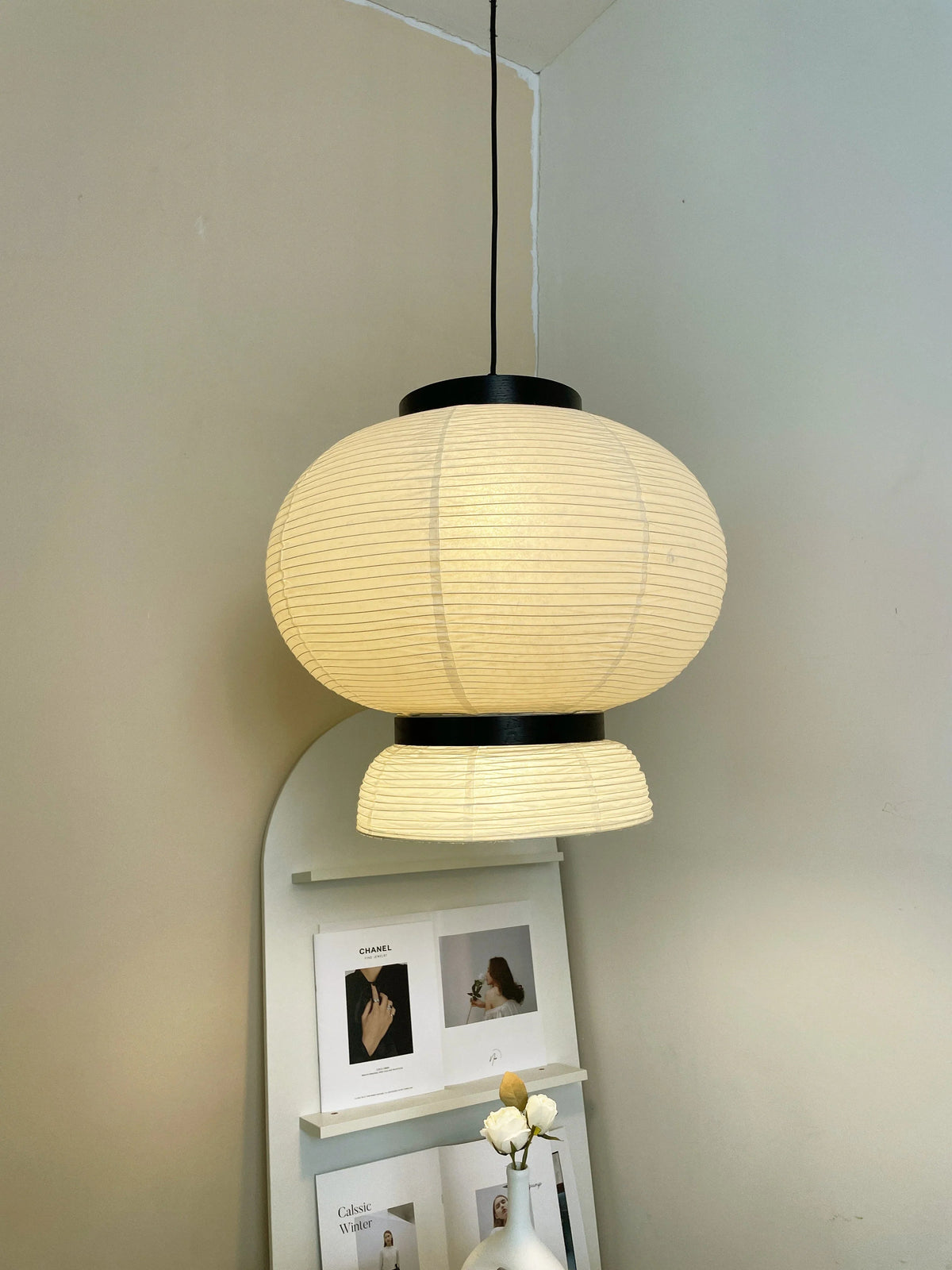 Rice Paper Lantern Oak Pendant Lamp – Oak detail 15