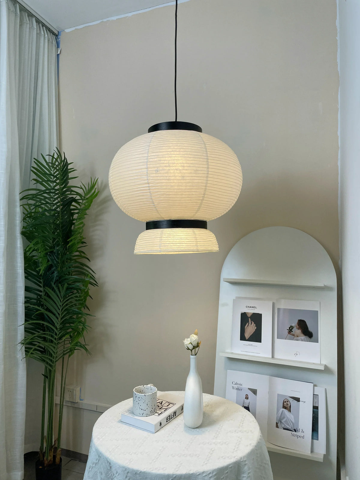 Rice Paper Lantern Oak Pendant Lamp – Oak detail 4