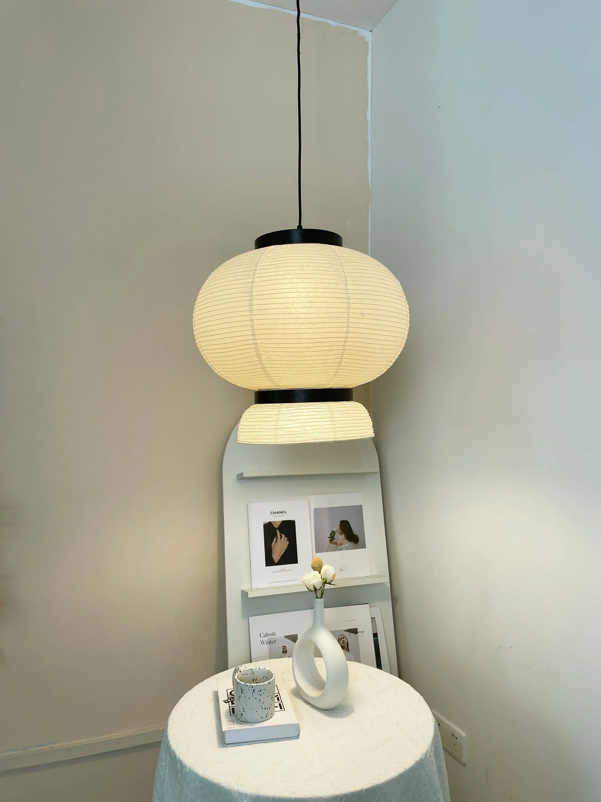 Rice Paper Lantern Oak Pendant Lamp – Oak detail 8