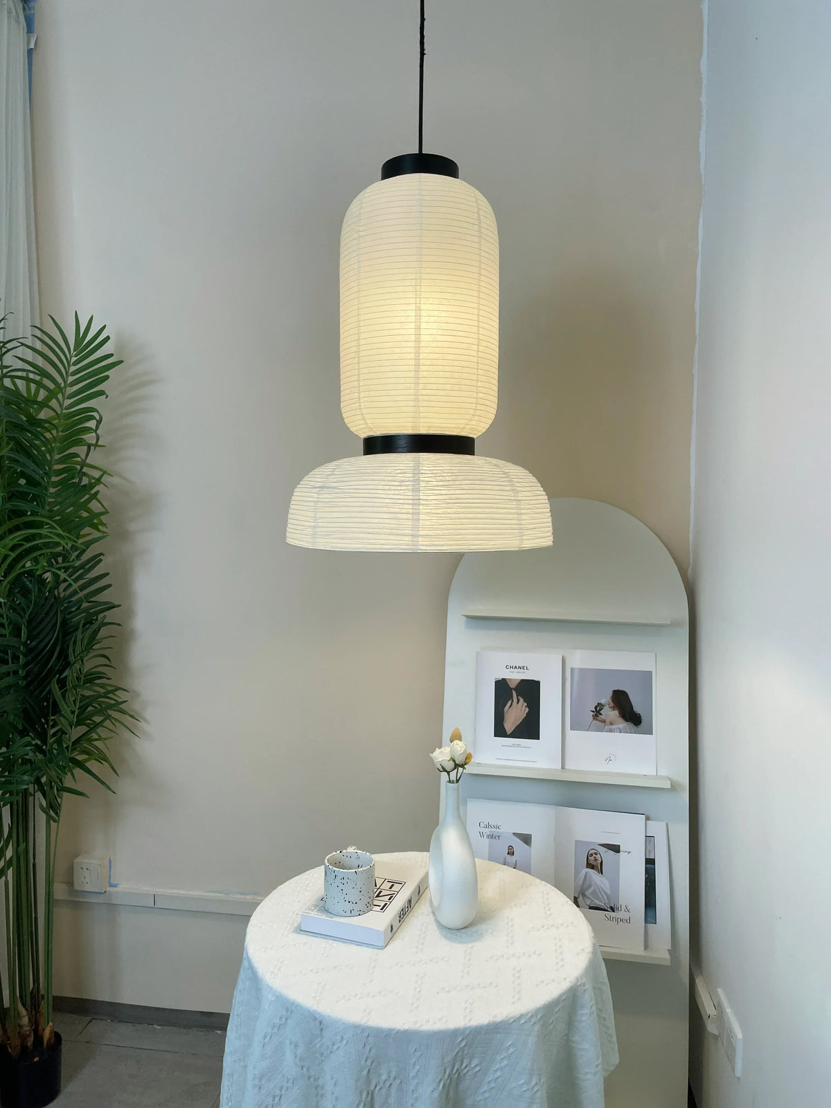 Rice Paper Lantern Oak Pendant Lamp – Oak detail 9