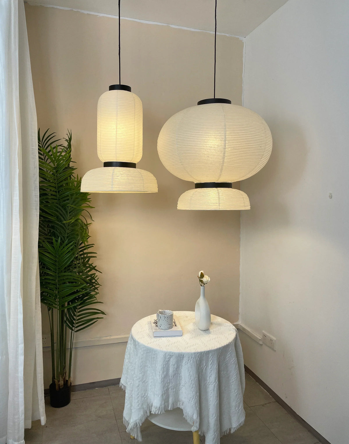 Rice Paper Lantern Oak Pendant Lamp – Oak detail 6