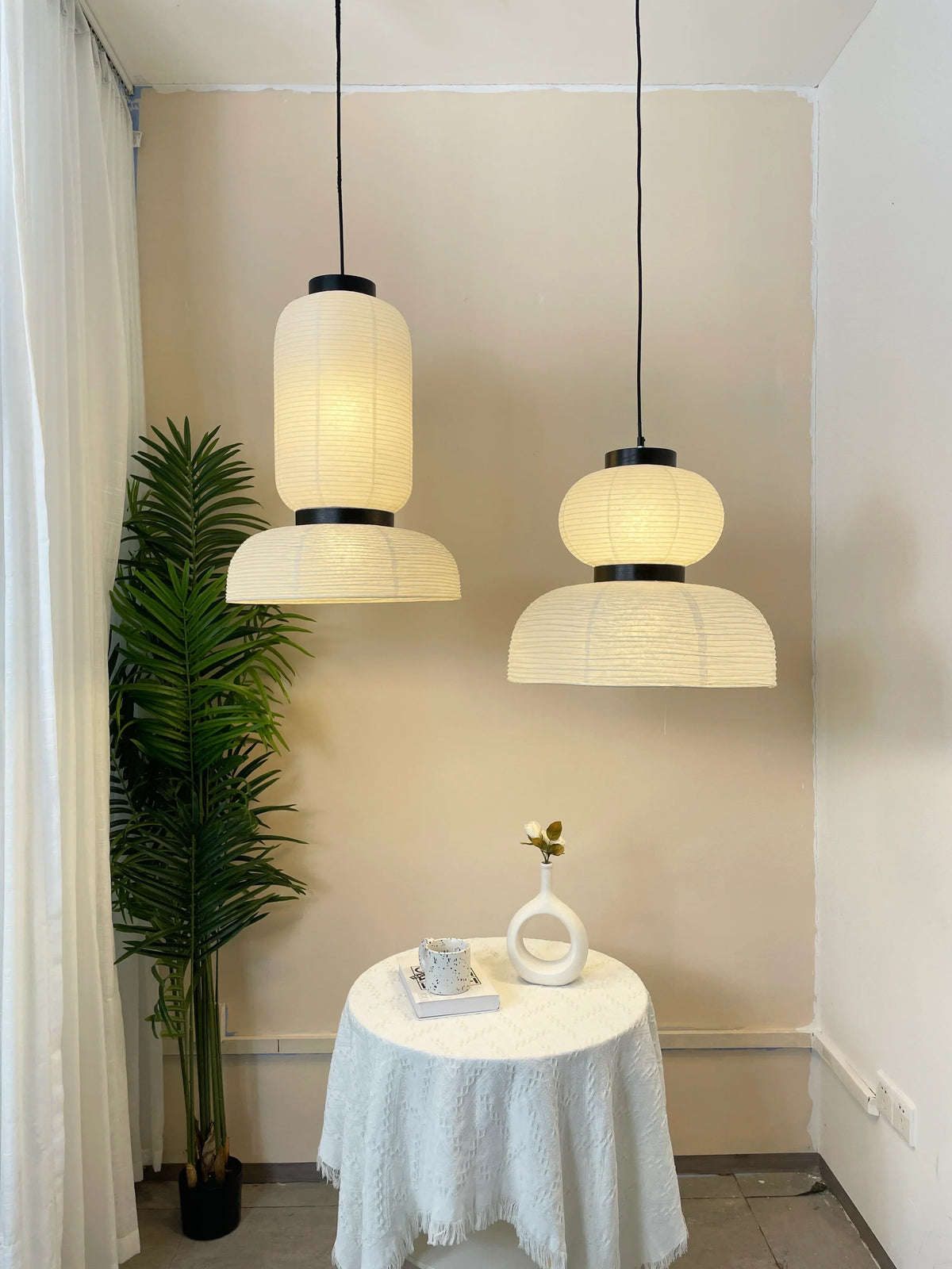 Rice Paper Lantern Oak Pendant Lamp – Oak detail 7