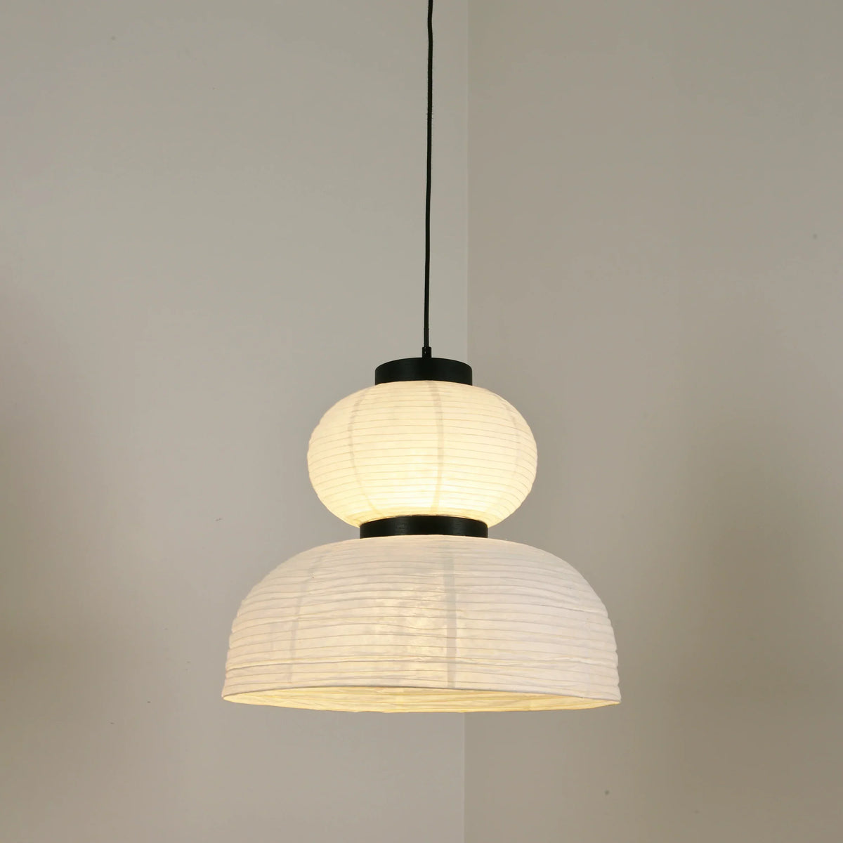 Rice Paper Lantern Oak Pendant Lamp – Oak detail 24