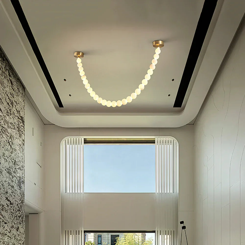 Liora Beaded Alabaster Swag Chandelier – Alabaster detail 11