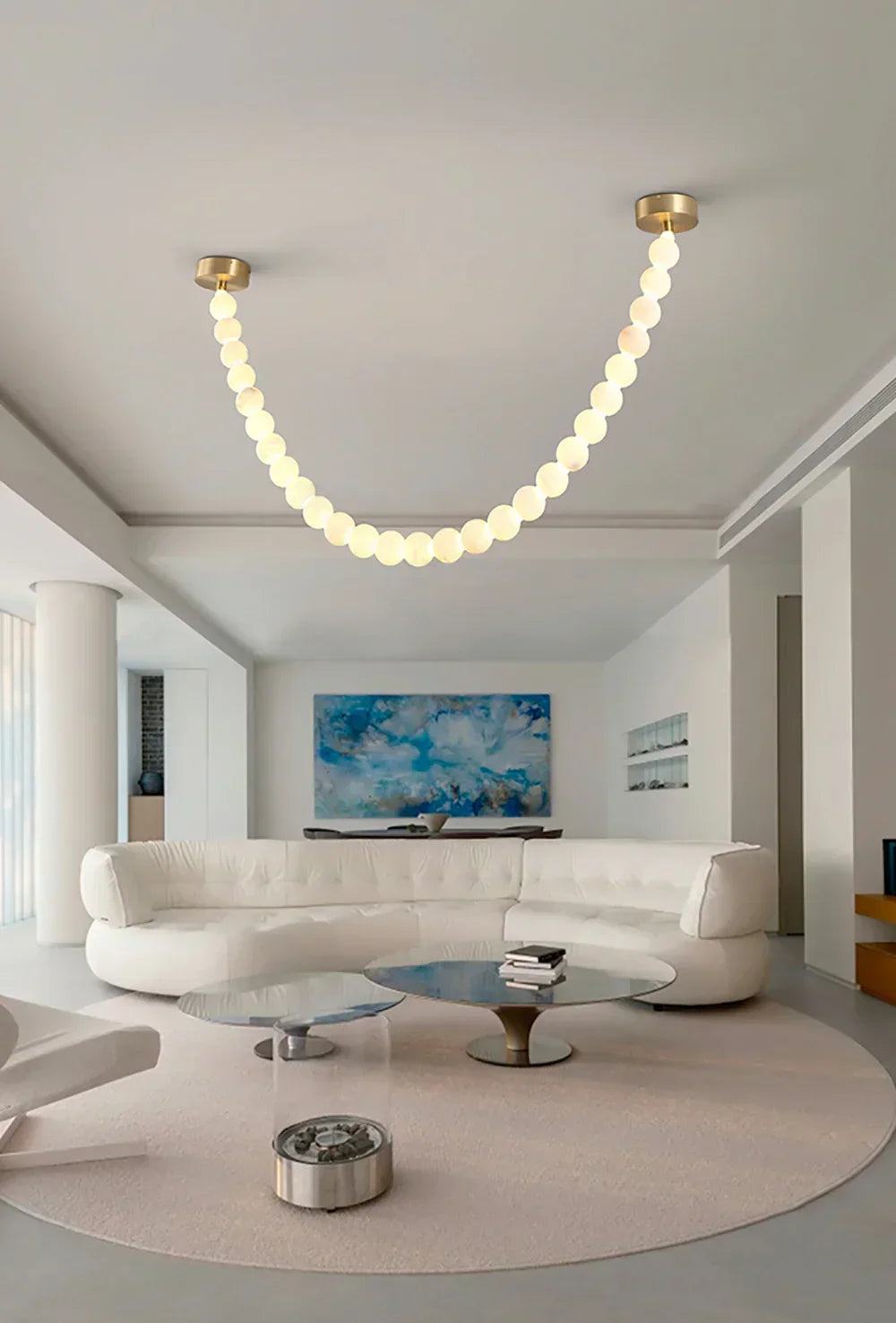 Liora Beaded Alabaster Swag Chandelier – Alabaster detail 16