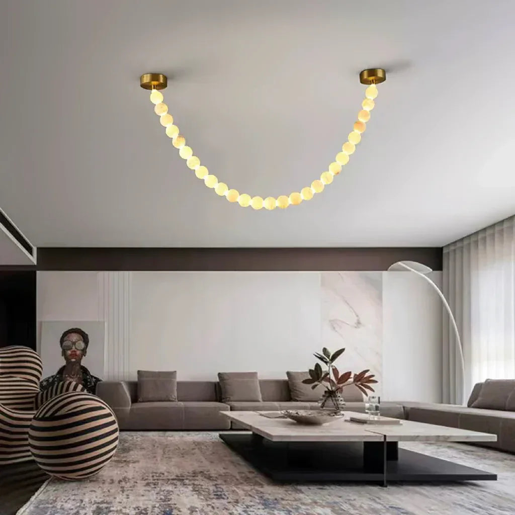 Liora Beaded Alabaster Swag Chandelier – Alabaster detail 10