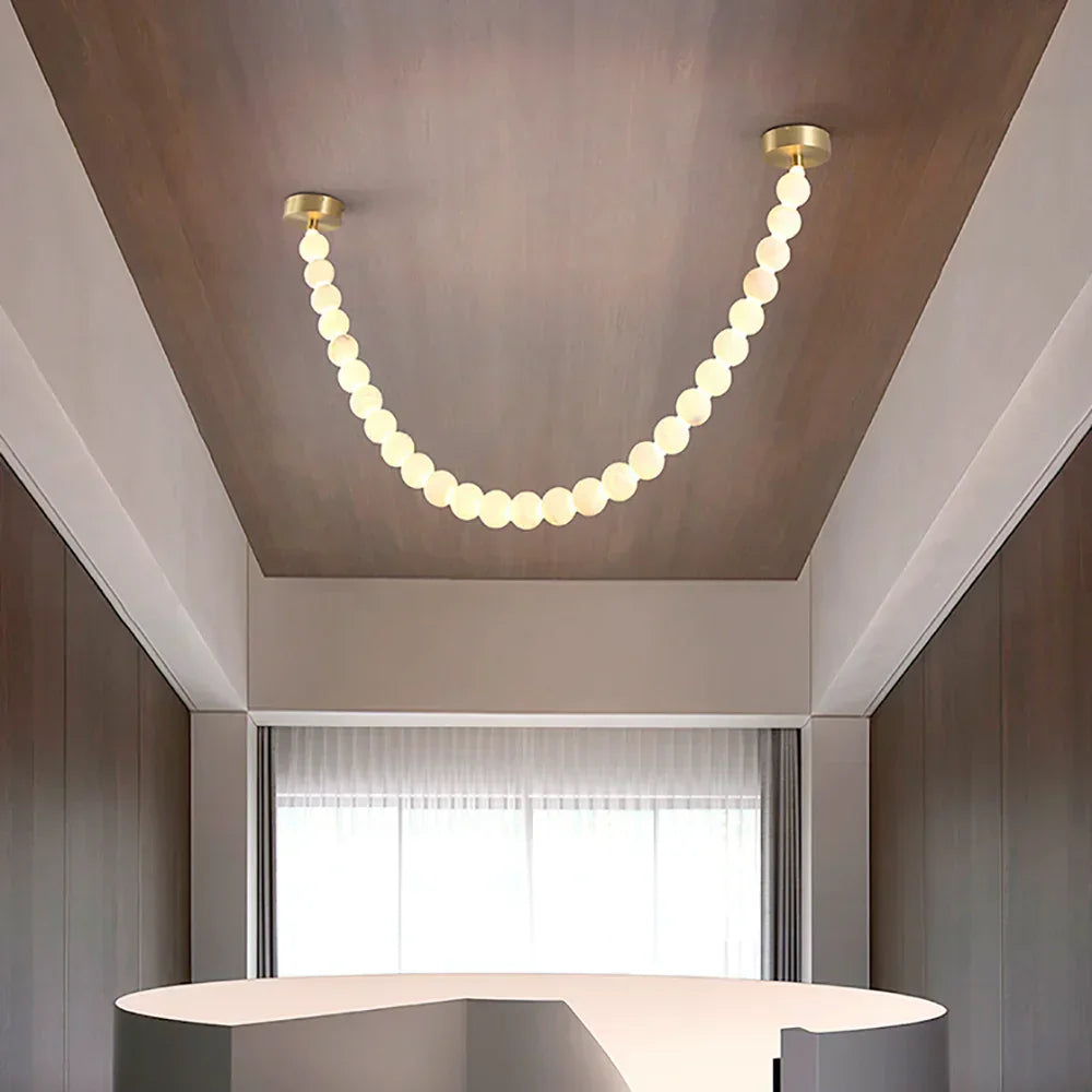 Liora Beaded Alabaster Swag Chandelier – Alabaster detail 12