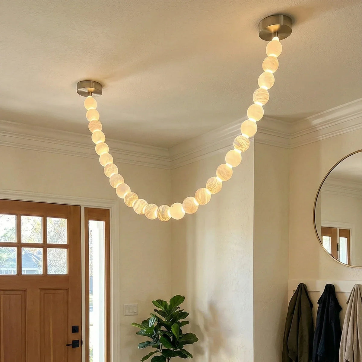 Liora Beaded Alabaster Swag Chandelier – Alabaster detail 9