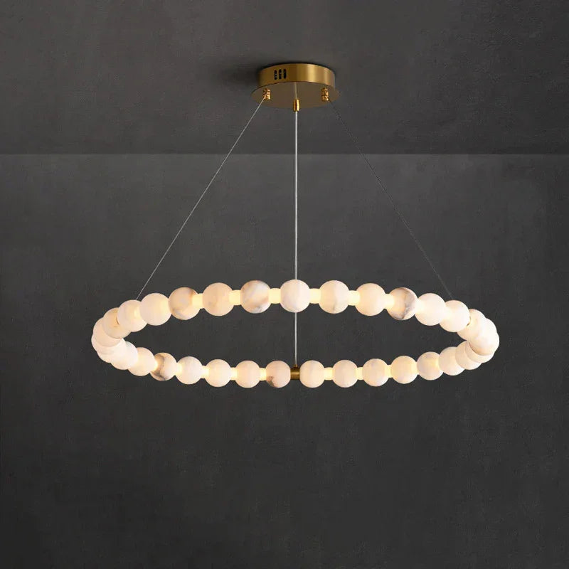 Pearl Alabaster Necklace Round Chandelier – Alabaster detail 23