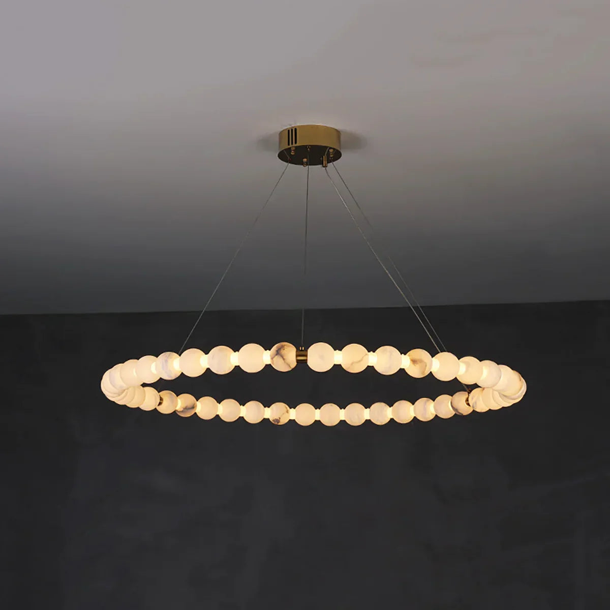 Pearl Alabaster Necklace Round Chandelier – Alabaster detail 21