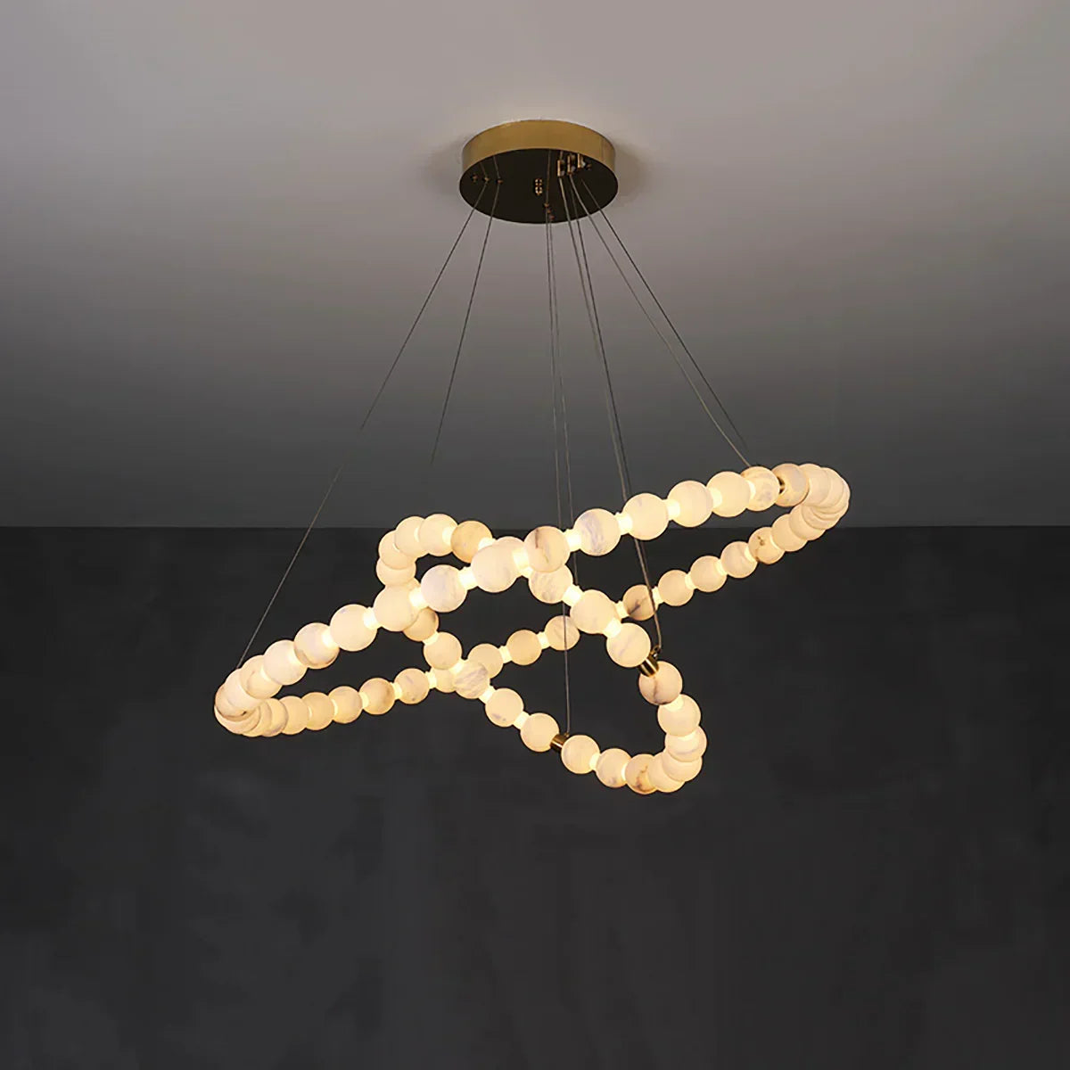 Pearl Alabaster Necklace Round Chandelier – Alabaster detail 26