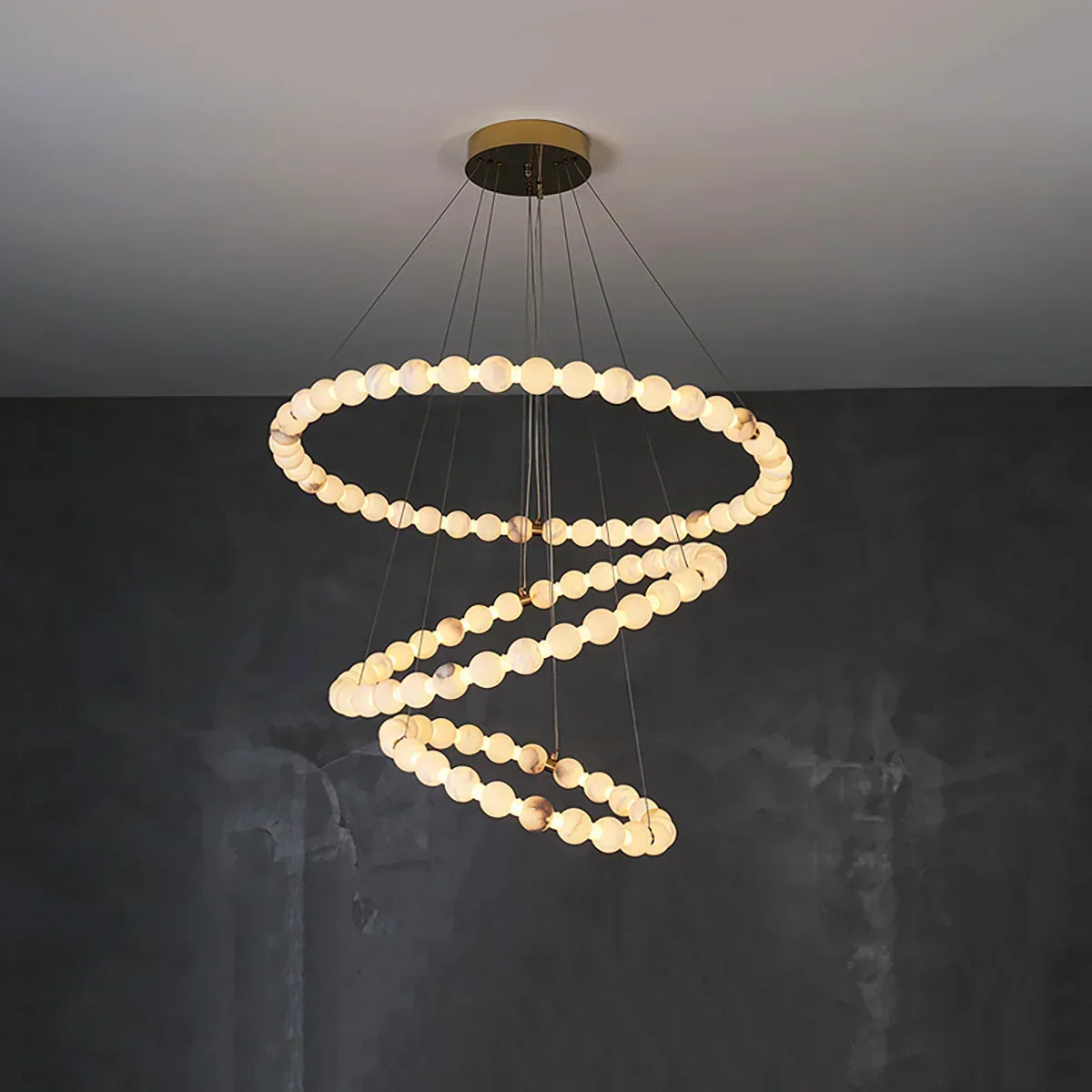 Pearl Alabaster Necklace Round Chandelier – Alabaster detail 30