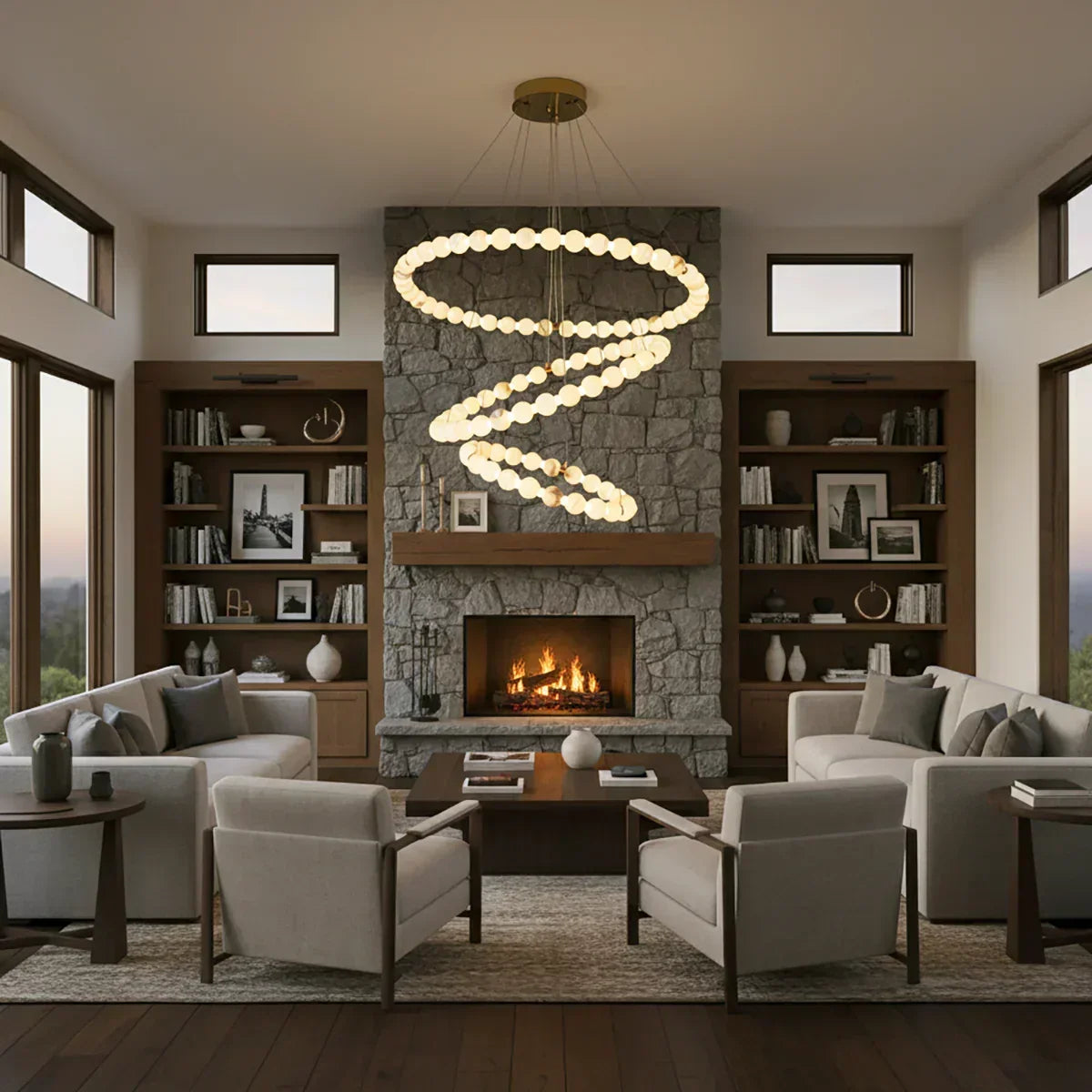 Pearl Alabaster Necklace Round Chandelier – Alabaster detail 11