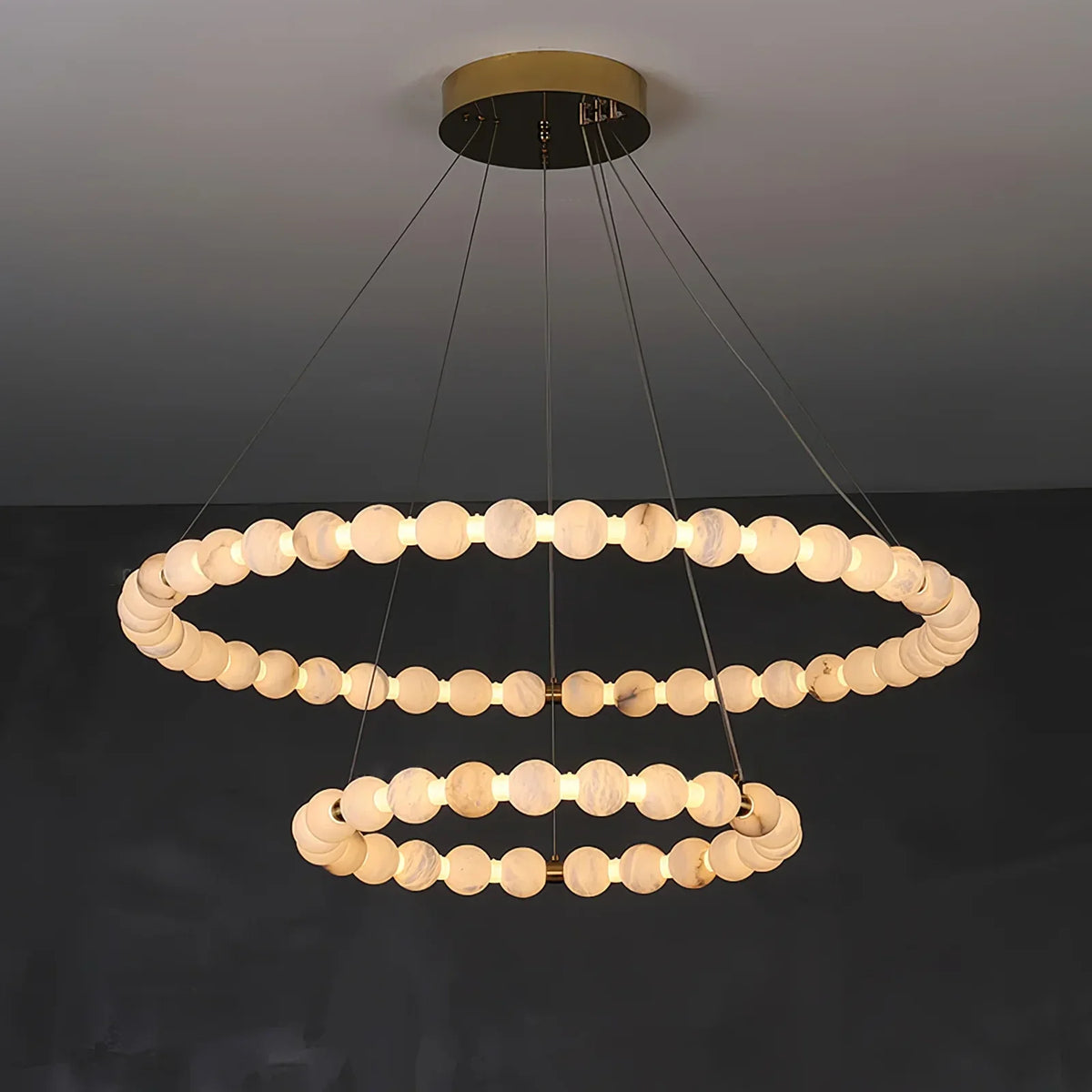 Pearl Alabaster Necklace Round Chandelier – Alabaster detail 24
